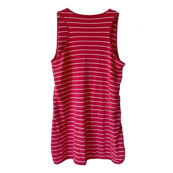 Lake Pajamas Pima Tank Gown Coral Stripe XS - Picture 3 of 3